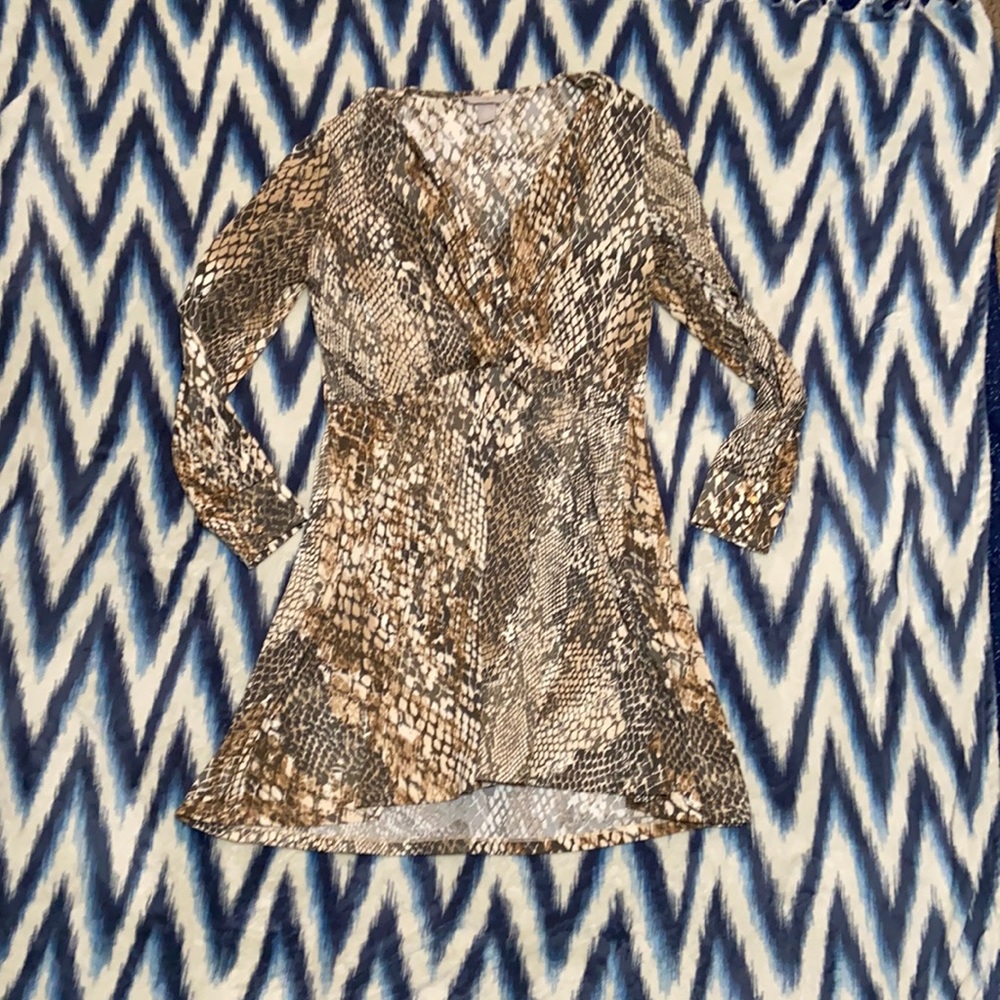 MIDI snake print v neck dress